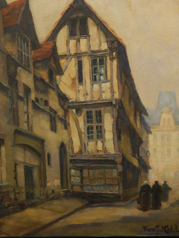 Appraisal: Fred J Kell th thC Continental street scene oil on