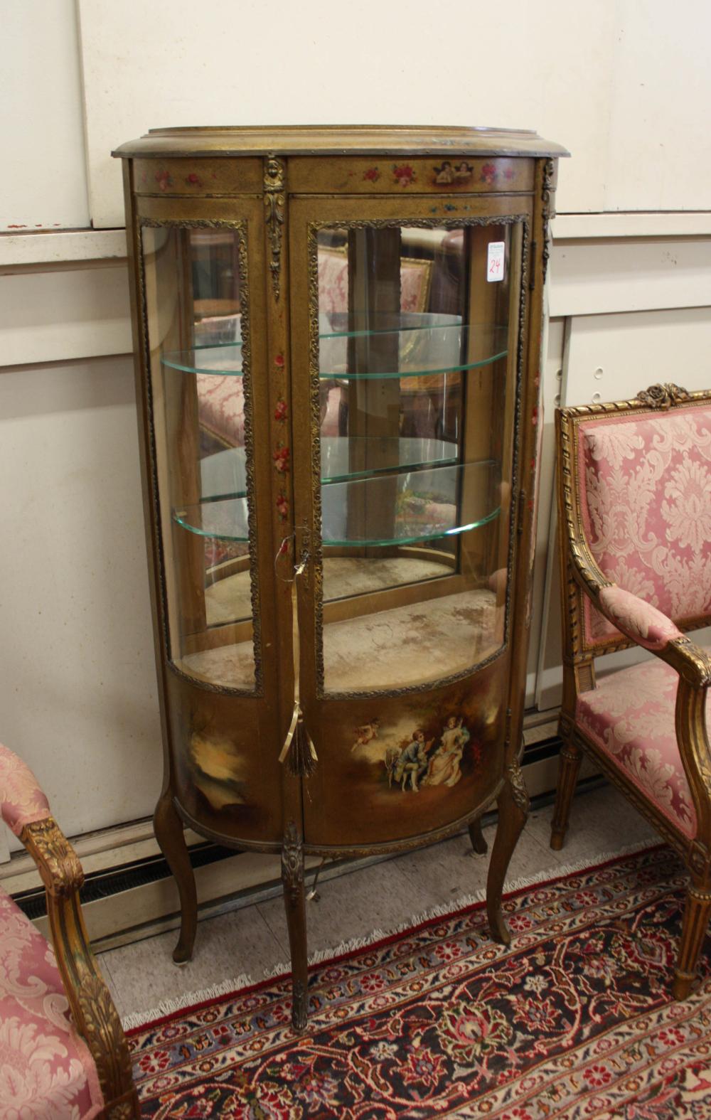 Appraisal: LOUIS XV STYLE 'VERNIS MARTIN' VITRINE American c having a