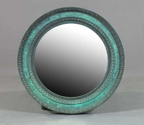 Appraisal: Large English Carved and Verdigris-Finished Wood Convex or Bull's-Eye Looking