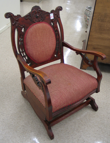 Appraisal: LATE VICTORIAN MAHOGANY PLATFORM ROCKER American c - having a