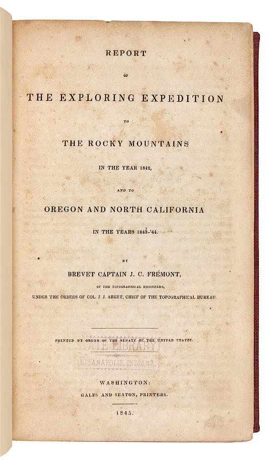 Appraisal: FREMONT John Charles - Report of The Exploring Expedition to