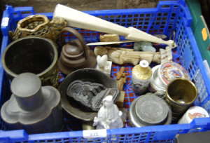 Appraisal: Various Chinese metalware and ceramics and other collectables box