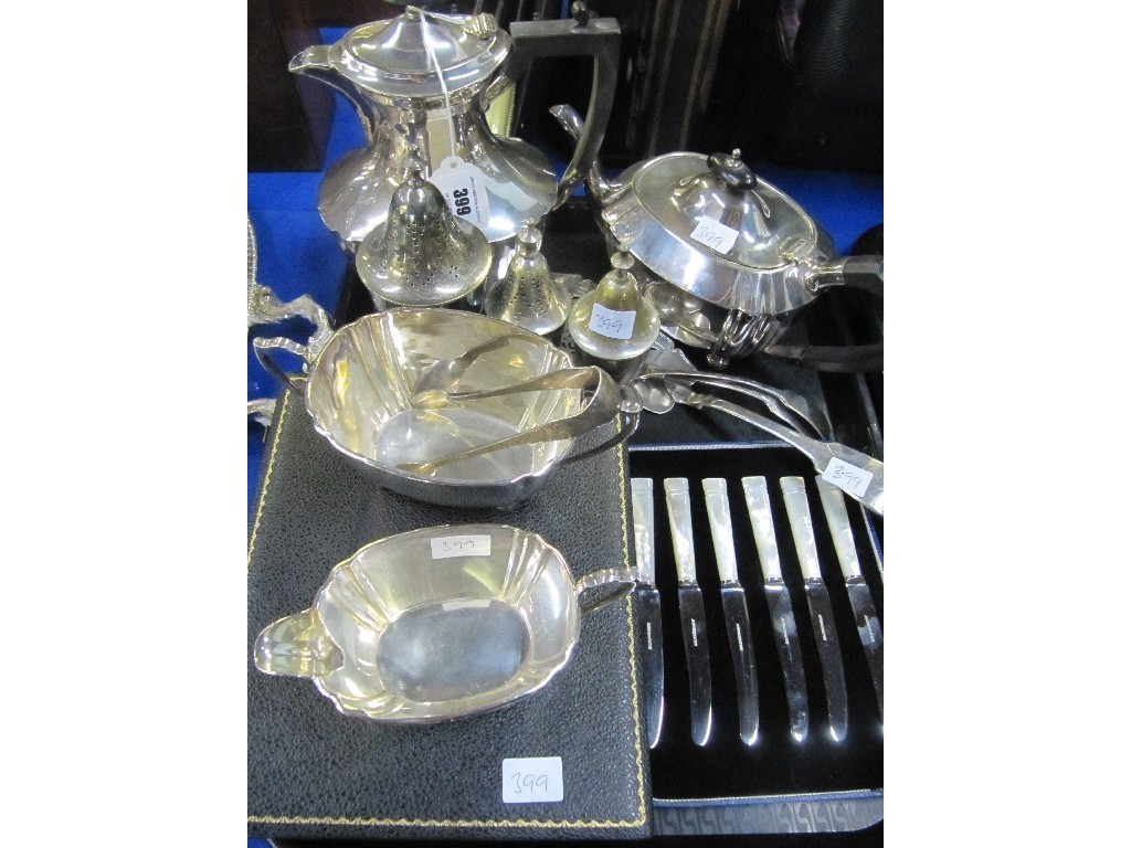 Appraisal: Tray lot of EP - tea service condiments cased cutlery