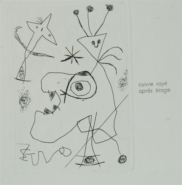 Appraisal: Jean Miro L'Aigrette Original Engraving Dupin x plate size on