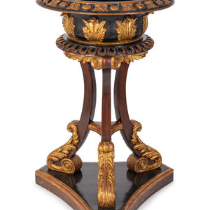 Appraisal: A Regency Style Parcel-Gilt and Ebonized Mahogany Jardiniere IN THE