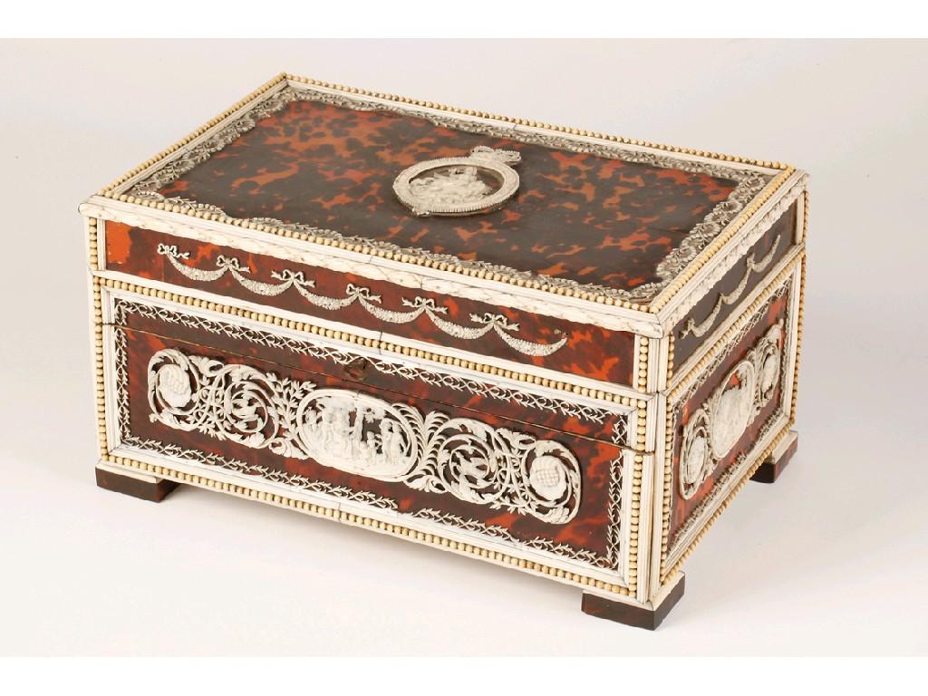 Appraisal: THE CURZON CASKET A GEORGE III STYLE TORTOISESHELL AND IVORY