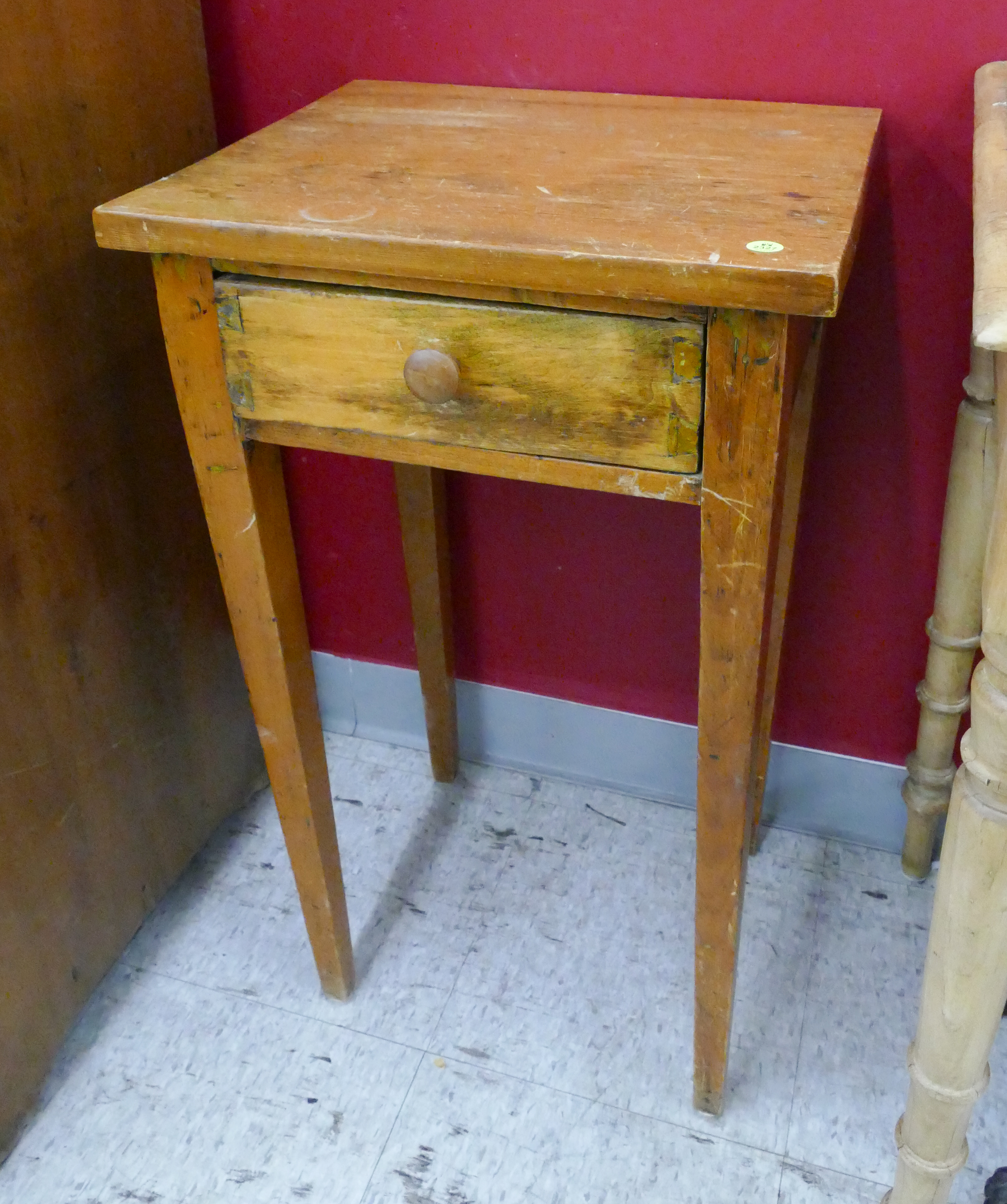 Appraisal: Antique Pine Stand with Drawer- x x ''