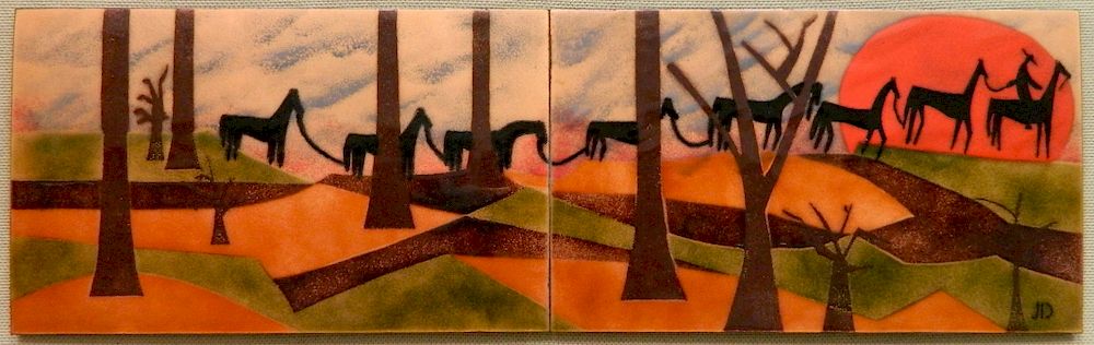 Appraisal: Judith Daner copper enamel tile plaque Judith Daner American th