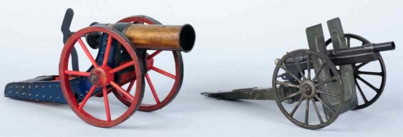 Appraisal: Lot of Early Tin Cannon Toys Toys are operational and