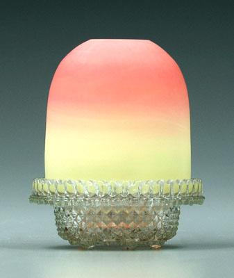 Appraisal: Burmese Fairy lamp Burmese shade clear glass base marked Clarke's