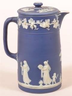 Appraisal: Wedgewood Blue Jasper Ware Covered Tankard Classical figural embossed decoration