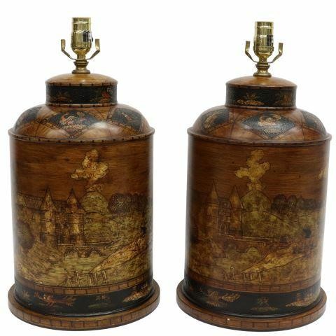 Appraisal: pair Decorative table lamps late th c base modeled after