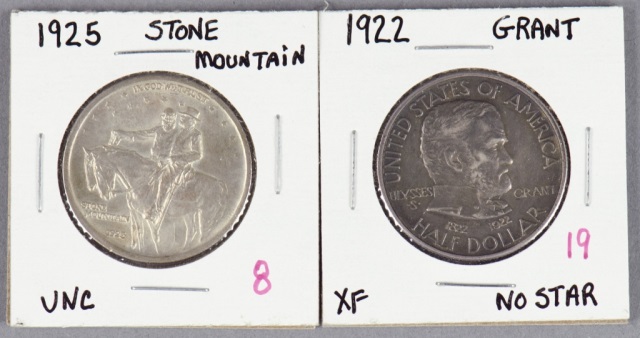 Appraisal: Two Commemorative Coins Grant XF - no star and Stone