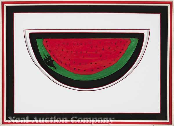 Appraisal: Clementine Hunter American Louisiana - Watermelon Slice oil on wood