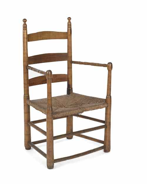 Appraisal: New England William Mary ladderback armchair ca