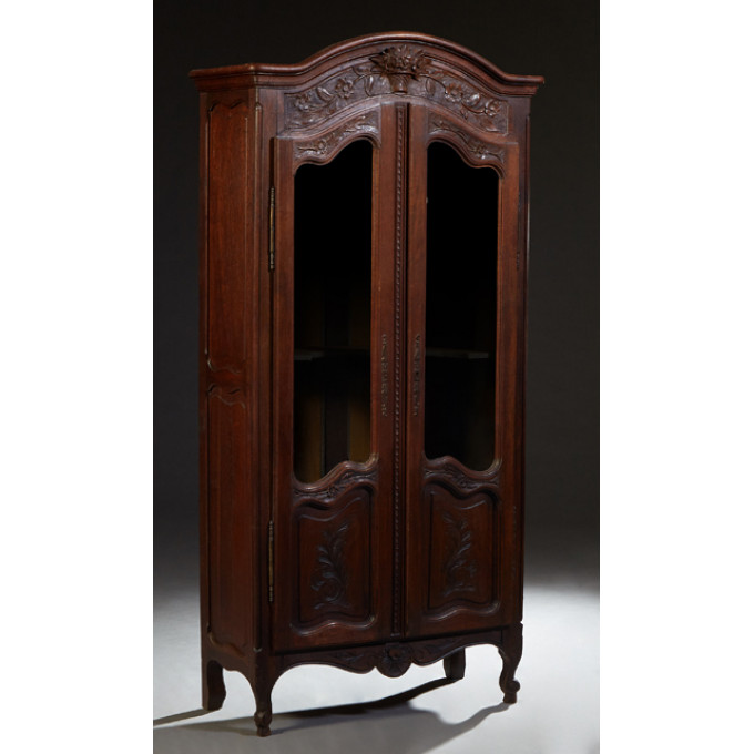 Appraisal: French Louis XV Style Carved Oak Bookcase th c the