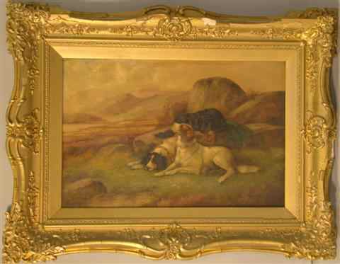 Appraisal: ROBERT CLEMINSON BRITISH - SETTERS IN A HIGHLAND Oil on