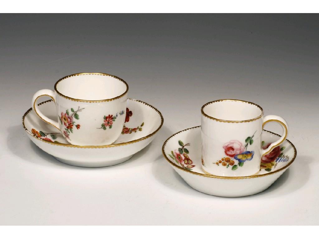 Appraisal: A SEVRES COFFEE CUP AND SAUCER painted with flower sprays