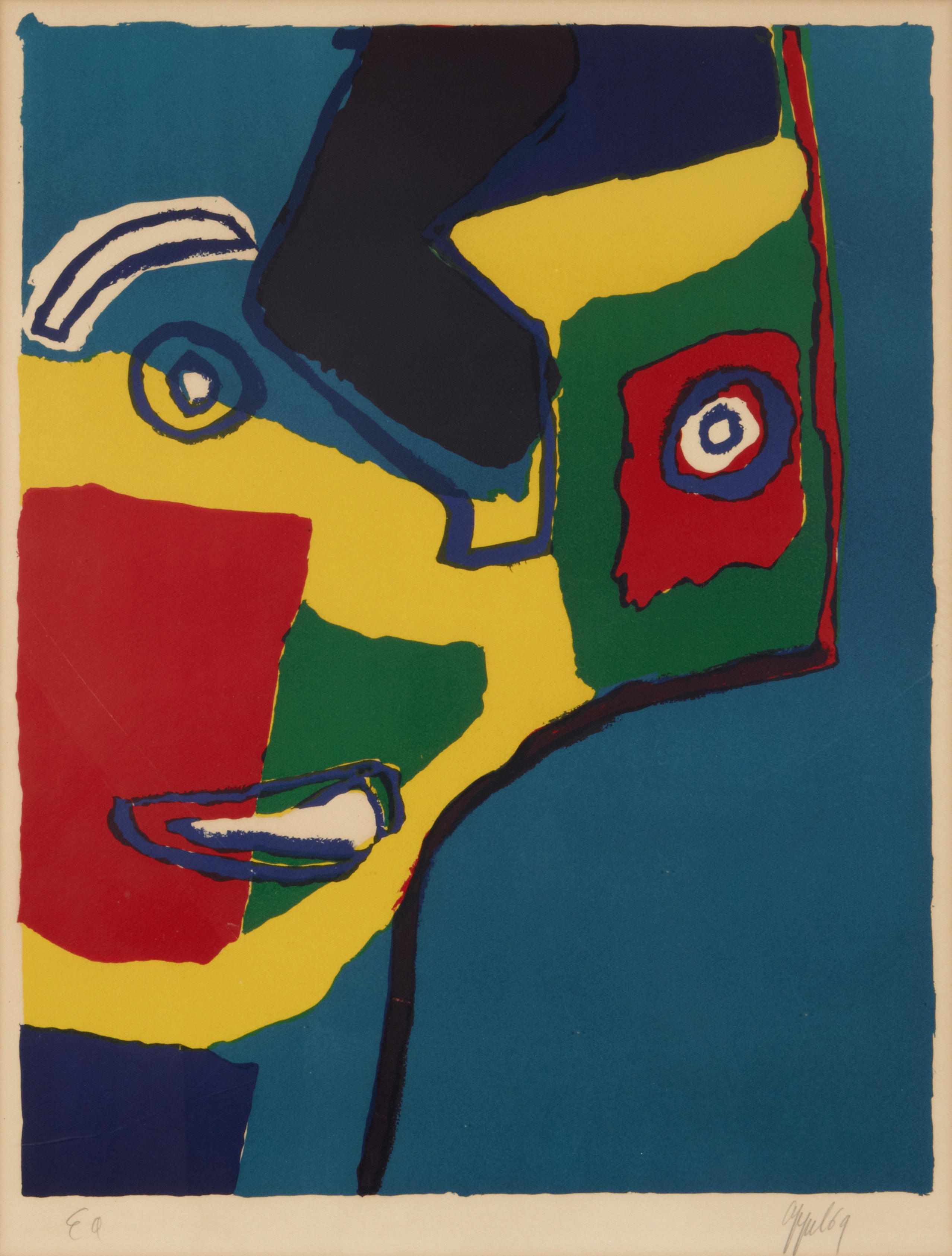 Appraisal: Karel Appel Dutch - Untitled Face Lithograph in colors on