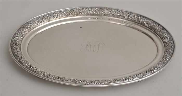 Appraisal: TIFFANY CO MONOGRAMMED SILVER SMALL OVAL FOOTED TRAY Marked Maker's