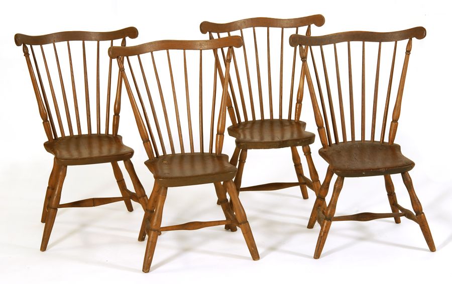 Appraisal: SET OF FOUR EARLY NEW ENGLAND FANBACK WINDSOR SIDE CHAIRS