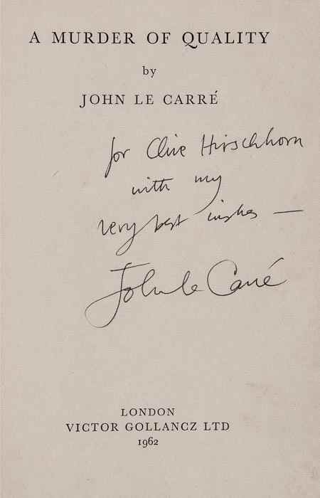 Appraisal: Le Carr John A Murder of Quality first edition signed