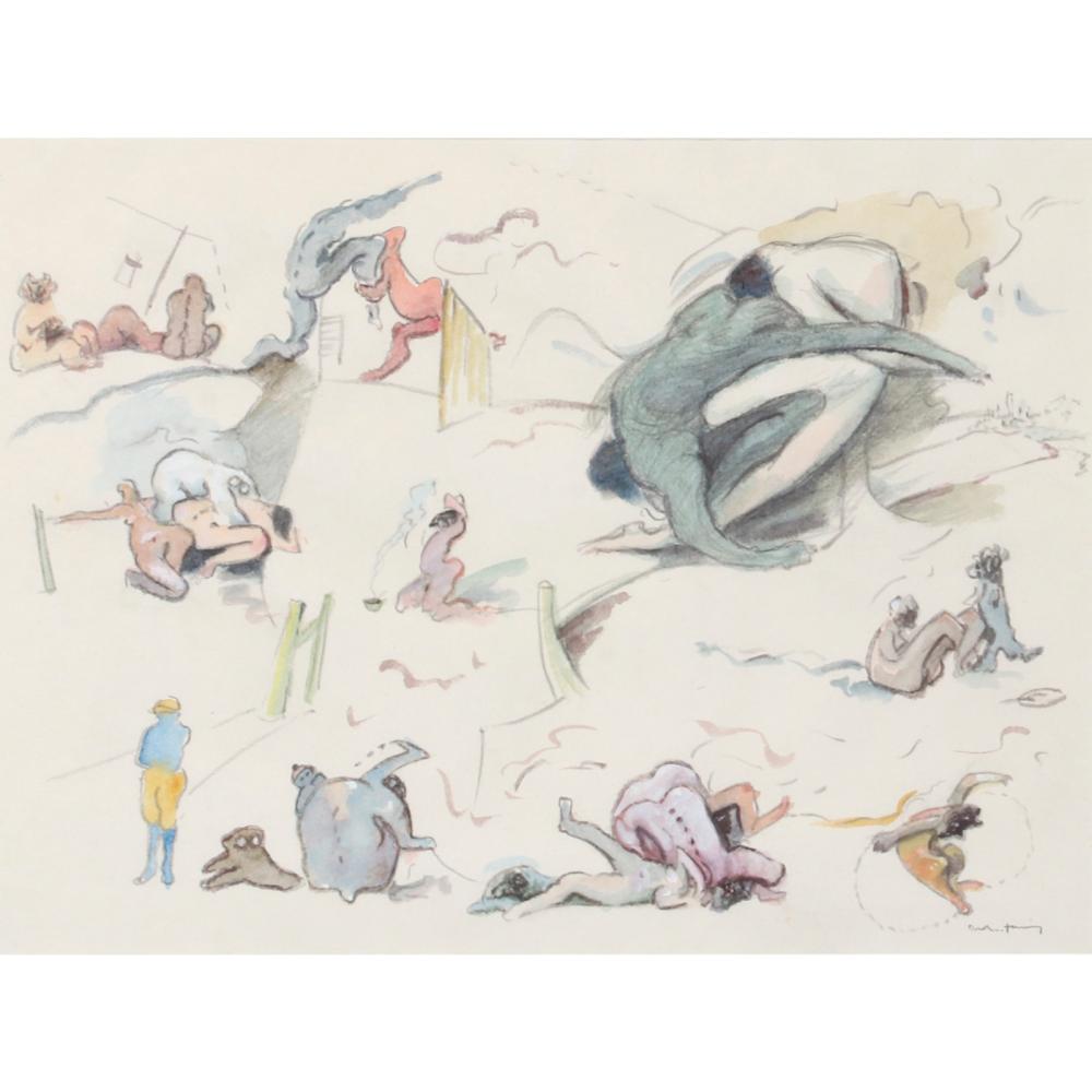 Appraisal: DOROTHEA TANNING AMERICAN - TRACK AND FIELD WATERCOLOR AND PENCIL