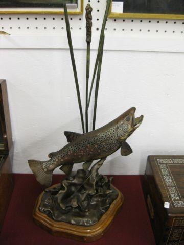 Appraisal: Franz Dutzler Bronze Statue The Escape depicts wild trout of