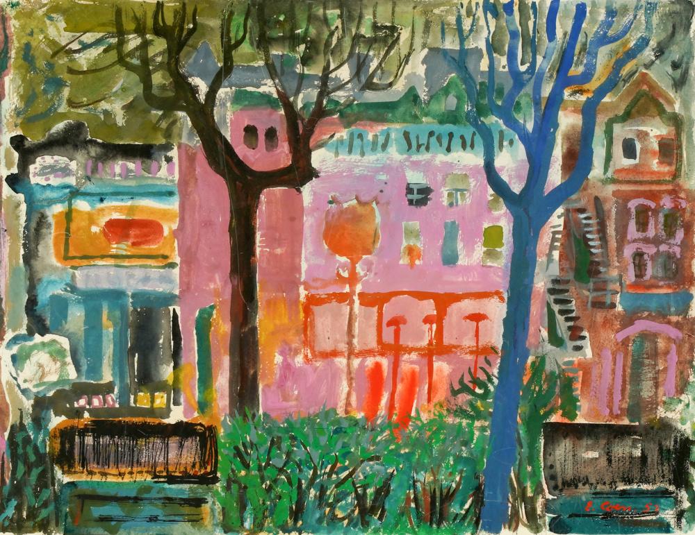 Appraisal: ELEANOR COEN - CITY SCENE watercolor and gouache on paper