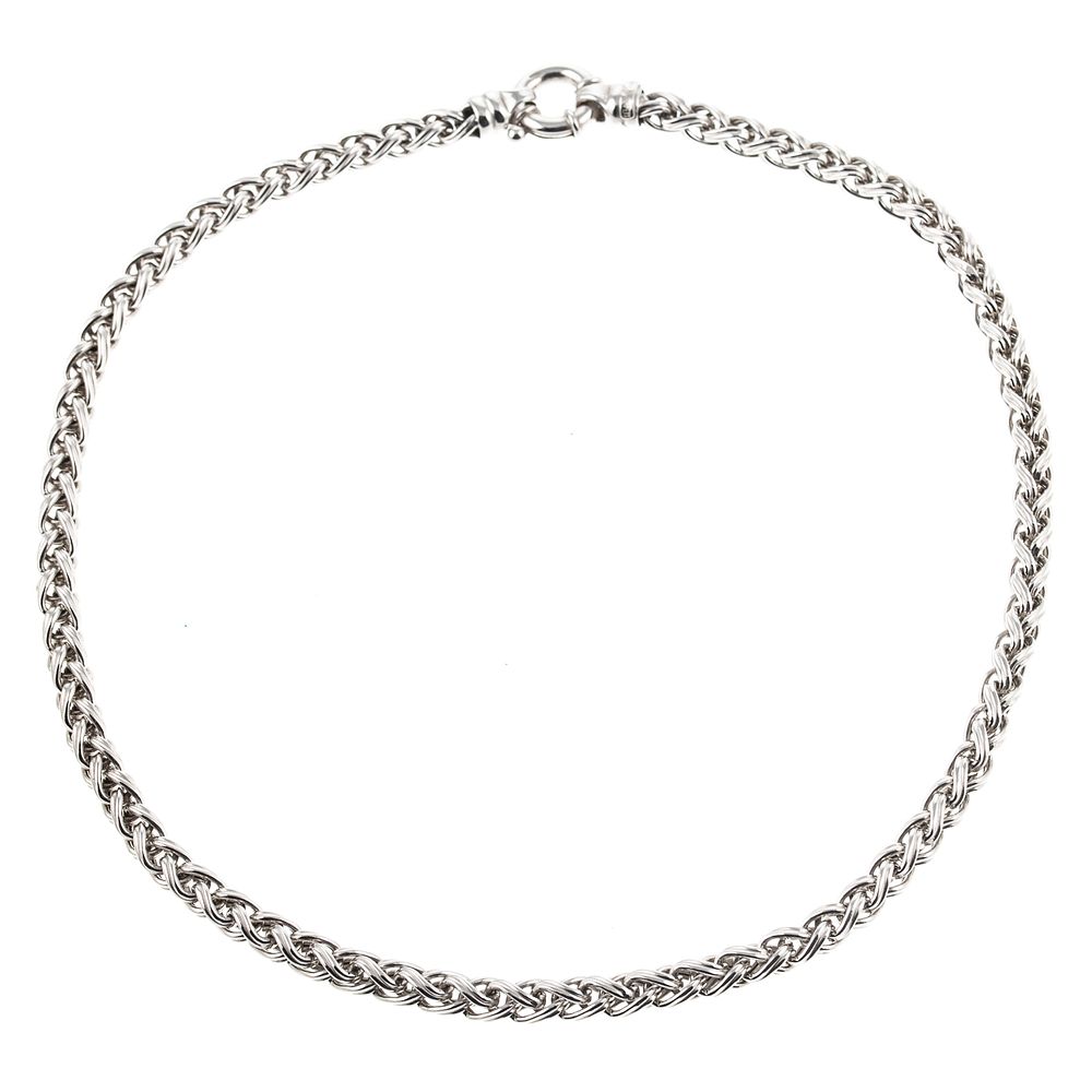 Appraisal: A Classic K White Gold Braided Link Necklace K white