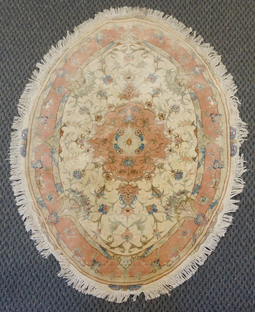 Appraisal: TABRIZ PARTIAL SILK ROUND RUG FT IN X FT INTabriz