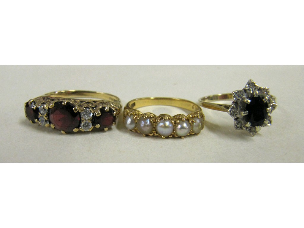 Appraisal: Lot comprising ct gold garnet and cz set Victorian style