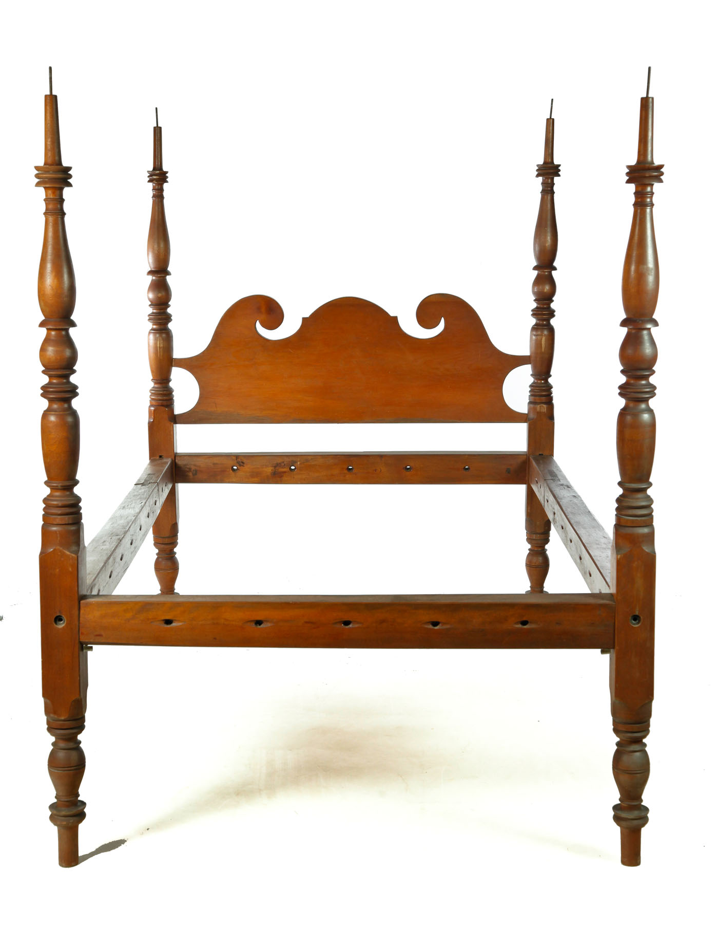 Appraisal: FEDERAL CANOPY BED New England early th century birch Shaped