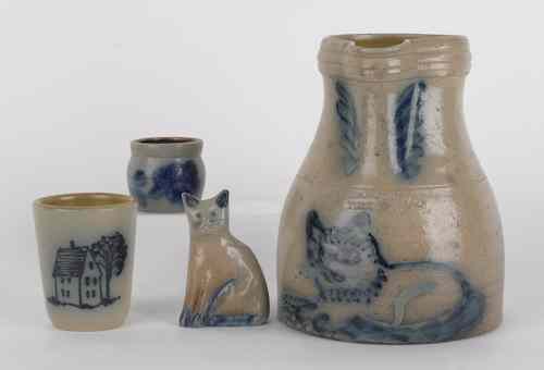 Appraisal: Four pieces of contemporary stoneware tallest -