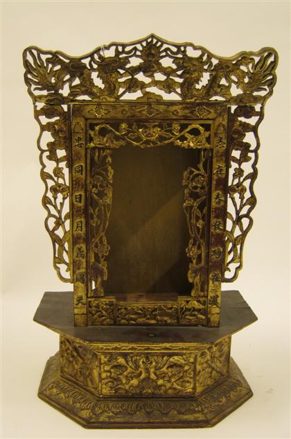 Appraisal: Chinese carved giltwood household shrine th century