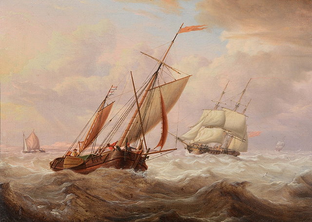 Appraisal: th Century English SchoolBoats on choppy waters oils on canvas