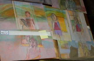 Appraisal: Bessie Boris Am - pastel portrait studies dated x x