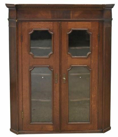 Appraisal: Victorian mixed wood hanging cupboard wall cabinet late th c