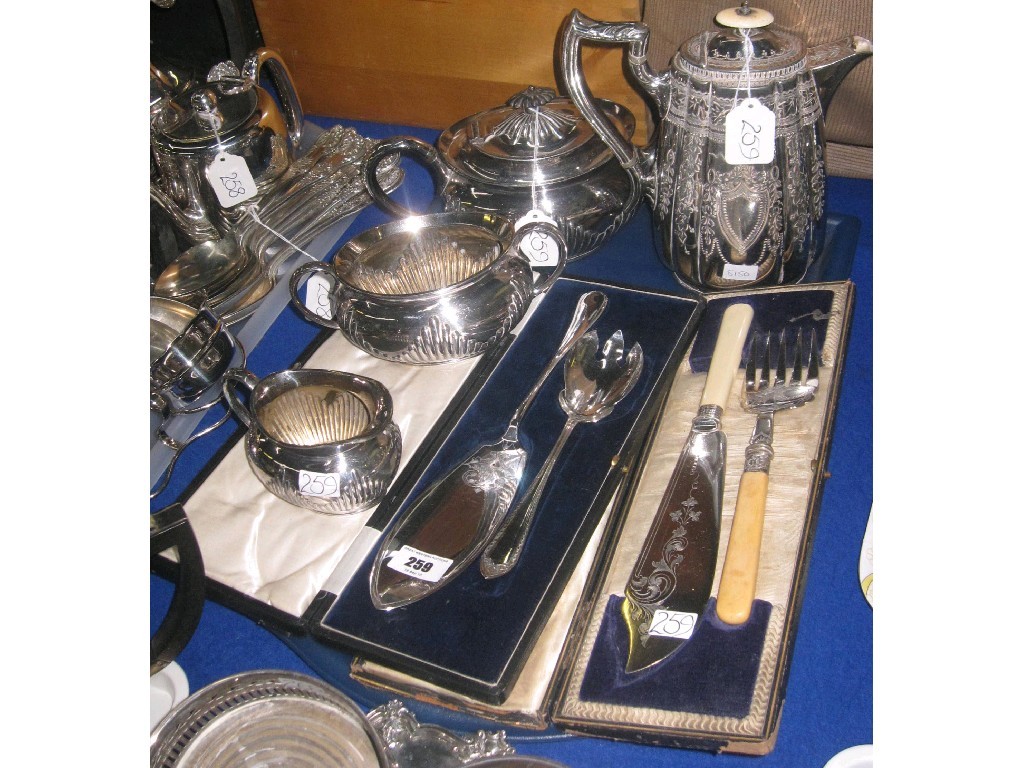 Appraisal: Tray lot of EP - cased servers tea service water