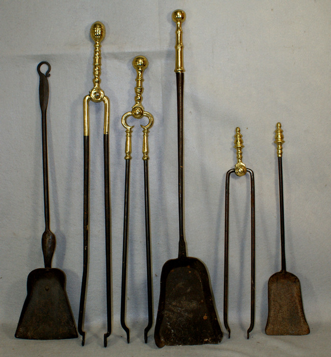 Appraisal: assorted fireplace tools c o tongs and shovels largest t