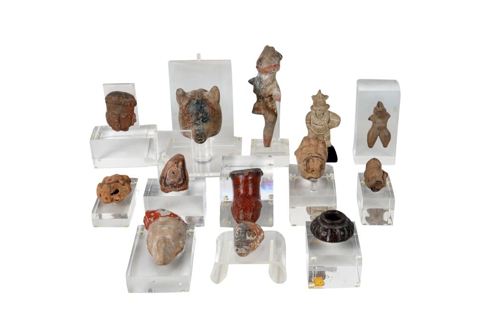 Appraisal: SMALL LOT OF PRE-COLUMBIAN STYLE FIGUREScomprising fragments on stands the