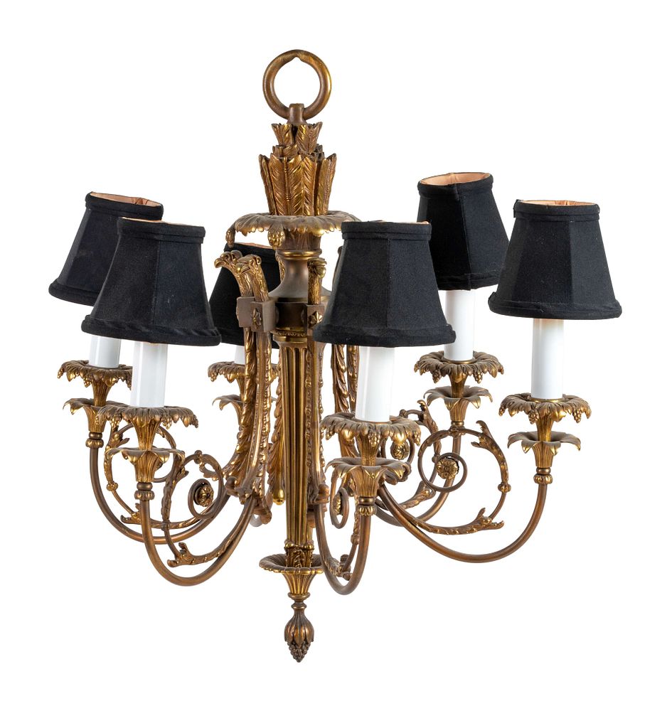 Appraisal: A Neoclassical Style Gilt Metal Six-Light Chandelier A Neoclassical Style