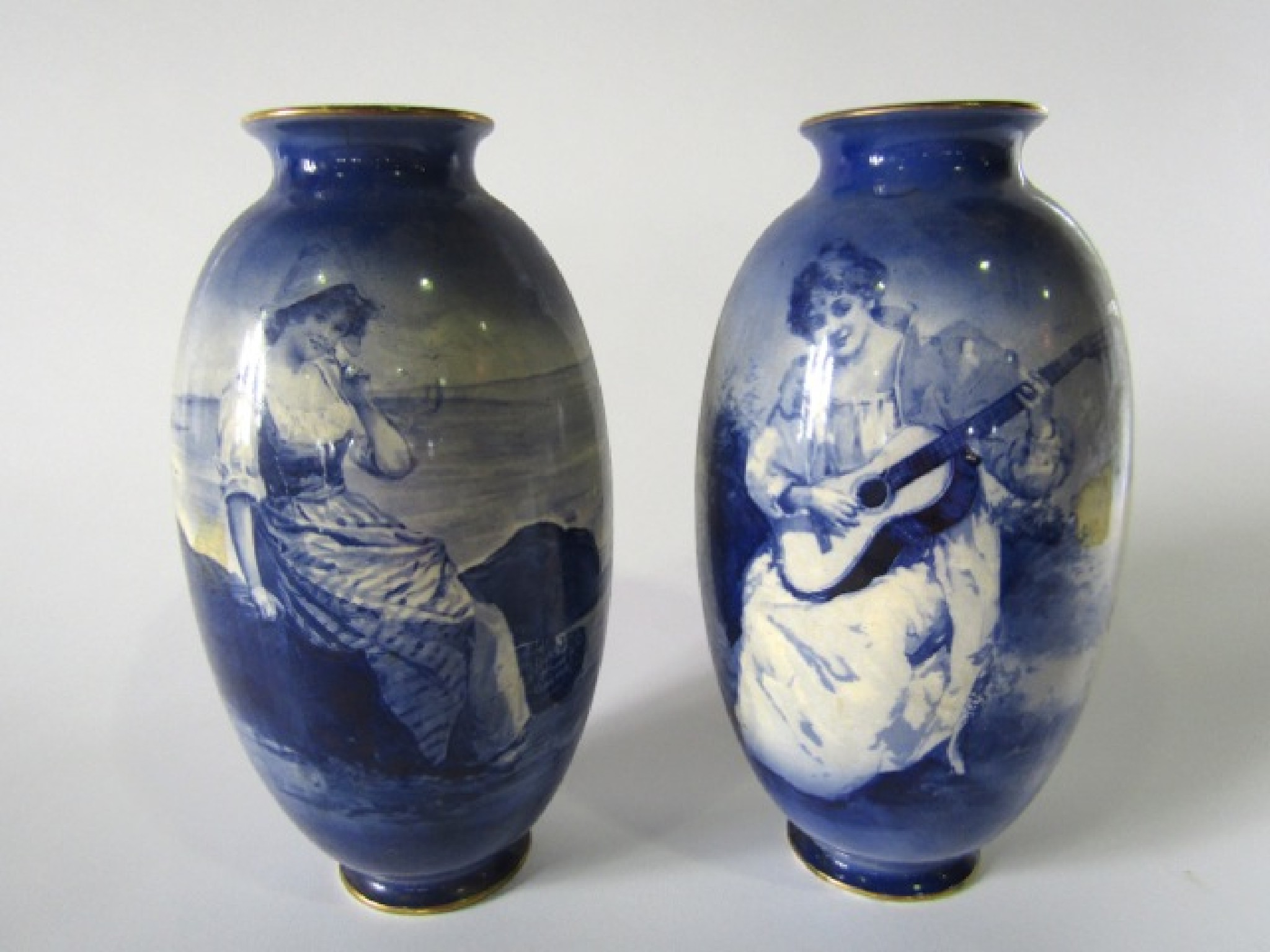 Appraisal: A pair of large early th century Royal Doulton blue