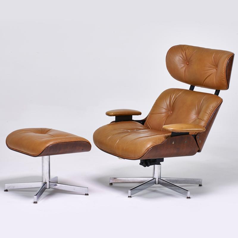 Appraisal: STYLE OF CHARLES AND RAY EAMES Lounge chair and ottoman