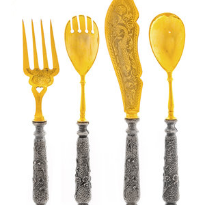 Appraisal: A German Silver and Gilt Metal Four-Piece Serving Set First