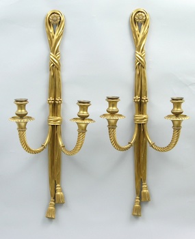 Appraisal: A Pair of Gilt Bronze Wall Sconces Each with two