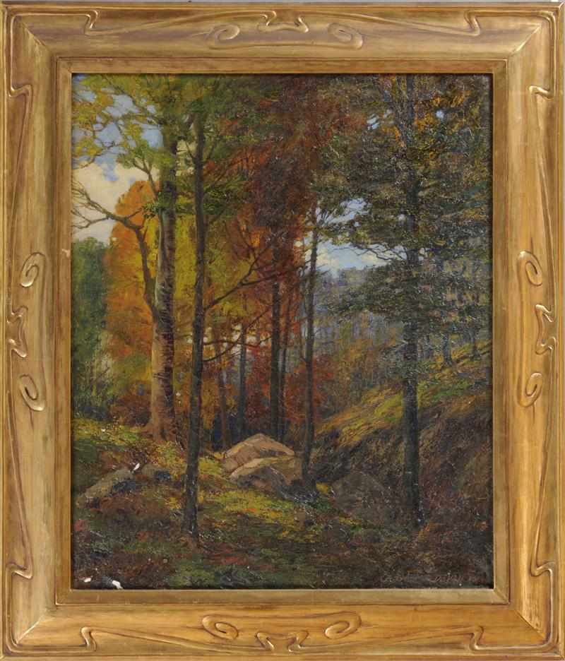 Appraisal: CHARLES DUVALL - DEEP IN THE WOODS Oil on canvas