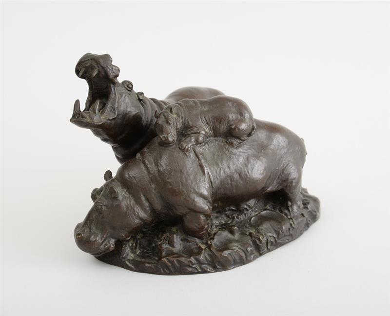 Appraisal: OTTO JARL - HIPPOPOTAMUS FAMILY Bronze incised signature 'Jarl' marked