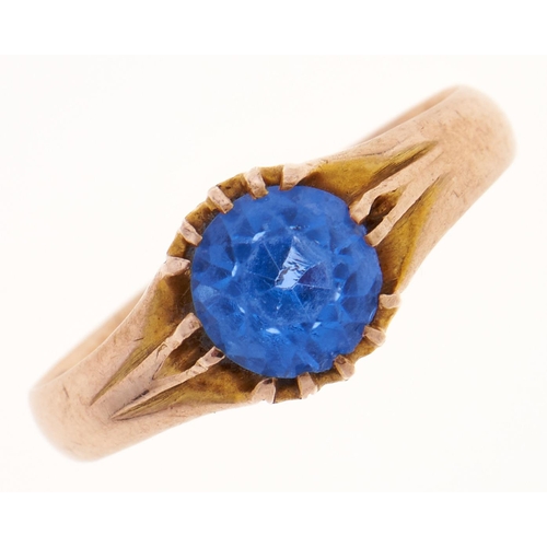 Appraisal: A blue paste ring in gold g size N More