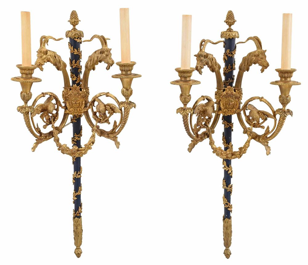 Appraisal: Pair Louis XVI Style Two Light Candelabras French th early